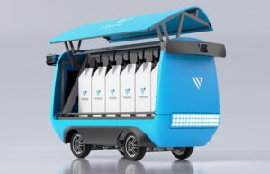 World's first automatic cargo unloading mechanism on Vayu's delivery robots