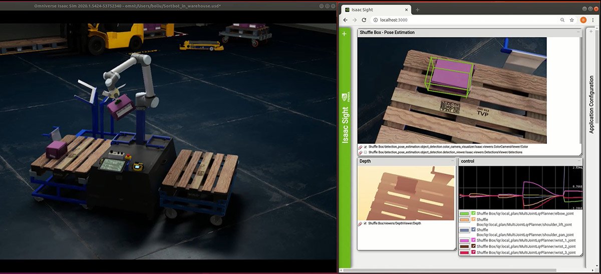 NVIDIA Isaac screen showing how it can help develop robotics controls.