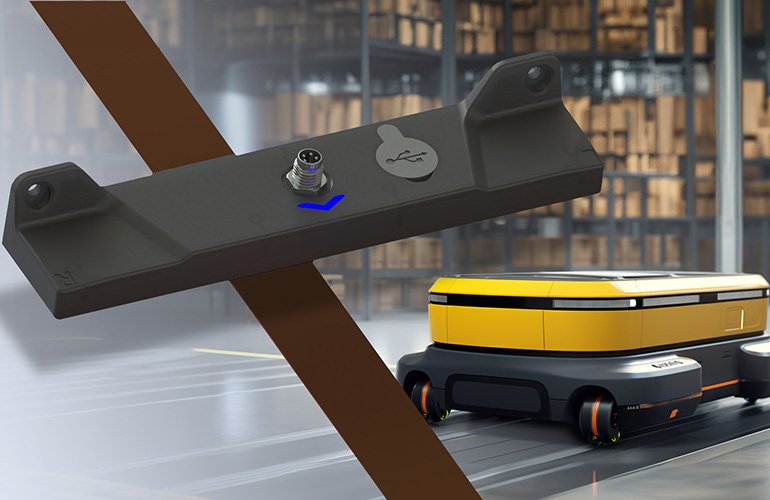 image of the Naviq sensor and a mobile robot.