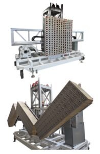 The PPE solar simulator frame’s pantographic morphing array of three balanced pivoting segments houses nested pLEDss heads in the open slots.