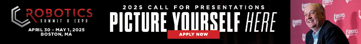 SITE AD for the 2025 Robotics Summit call for presentations.