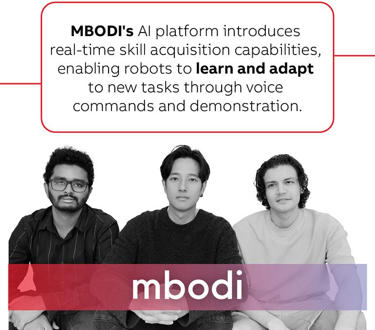 Mbodi, whose group is confirmed right here, is develooping AI to enable robots to discover skills in proper time.