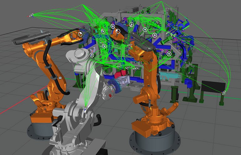 Optimization solution evaluates multiple paths, sequences, poses, end-of-arm-tool rotations, and interlocks for multiple robots within a cell, says Realtime Robotics.