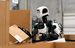 The Apollo humanoid robot, shown here moving parcels, is being tested by GXO.